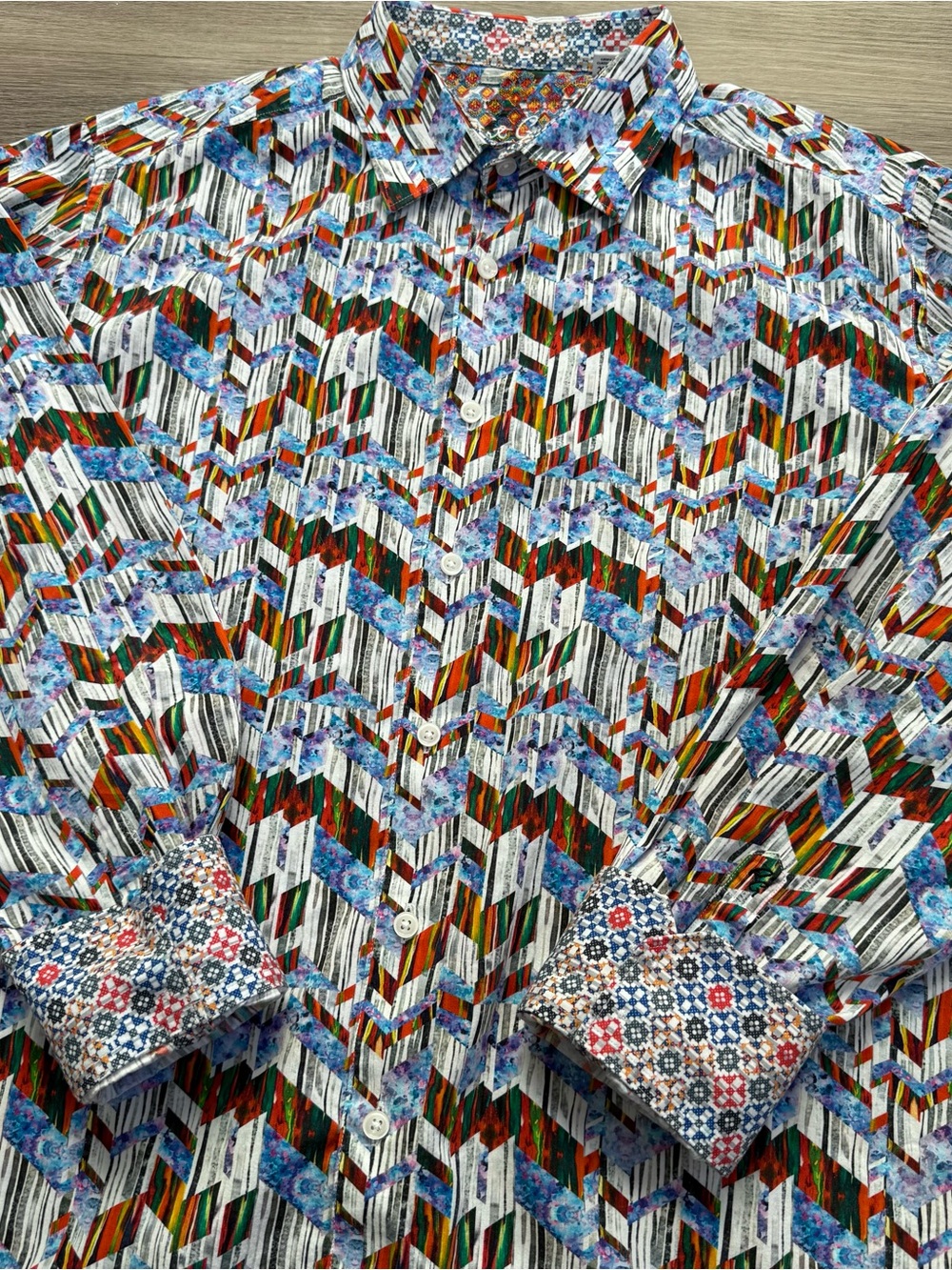Robert Graham Shirt Mens 2XL Multicolor Classic Fit Abstract RARE Dress Casual
